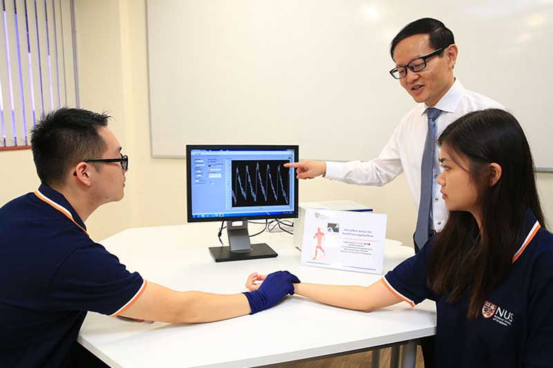 Smart sensor developed at NUS can be woven into gloves and bandages for real-time healthcare monitoring and diagnosis